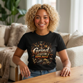 Grind Without Applause T-Shirt — Grit Gym Tee with Skull & Dumbbell Design